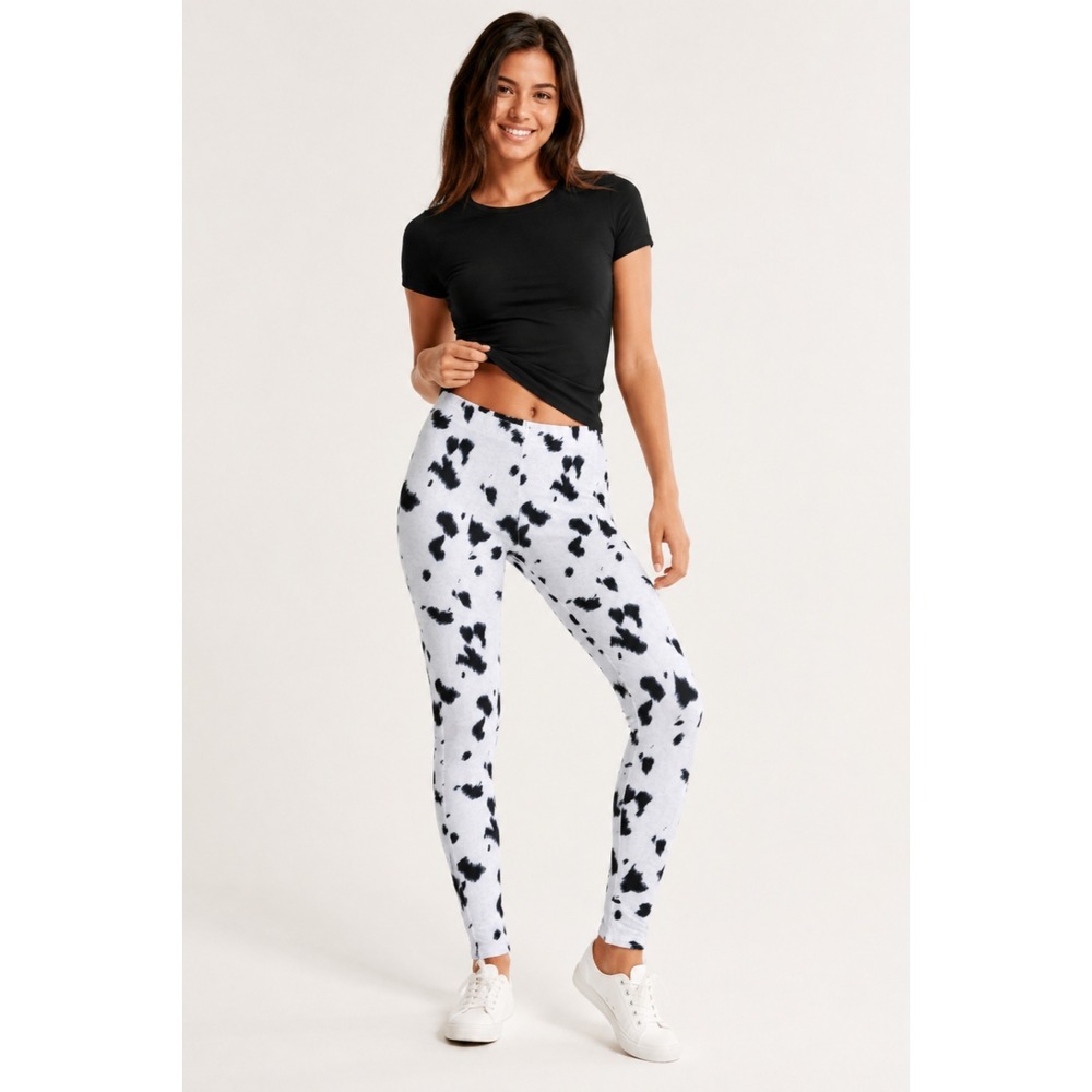 Gearbunch Leggings Womens XL White Black‎ Spot Polyester Midrise Crop